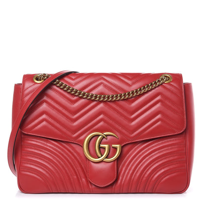 Gucci Calfskin Matelasse Large GG Marmont Shoulder Bag Hibiscus Red 1 of 11