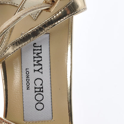 Jimmy Choo Mirror Calfskin Lang Sandals 38.5 Gold 9 of 16