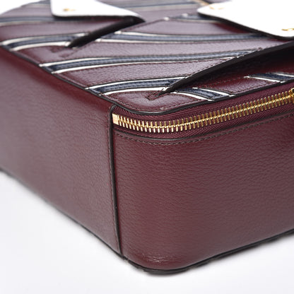 Mulberry Shiny Smooth Lambskin Stripe Patchwork Cherwell Square Shoulder Bag Burgundy Midnight White 6 of 9
