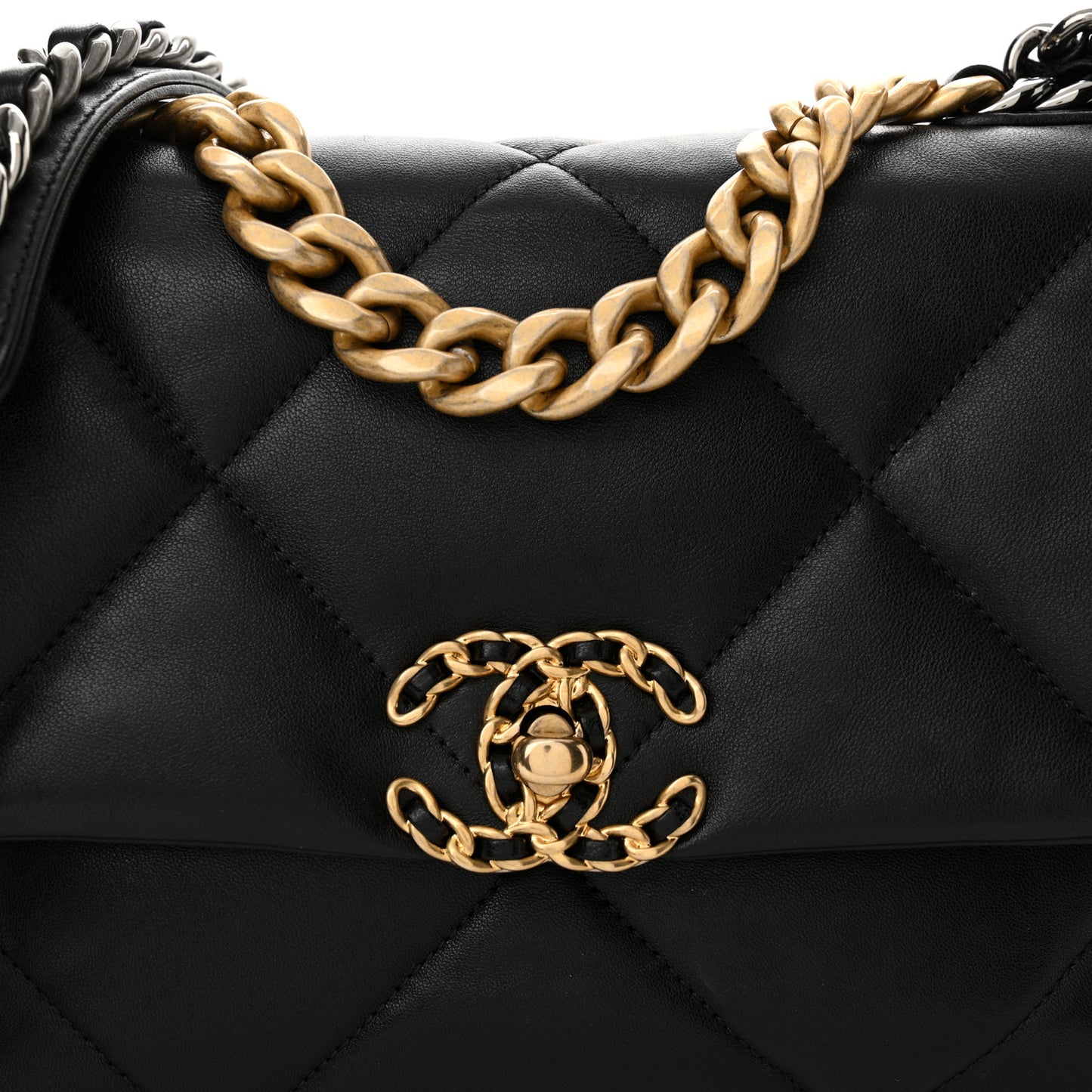 Lambskin Quilted Medium Chanel 19 Flap Black