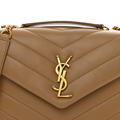 Saint Laurent Calfskin Y Quilted Monogram Small Loulou Chain Satchel Dark Natural 5 of 11