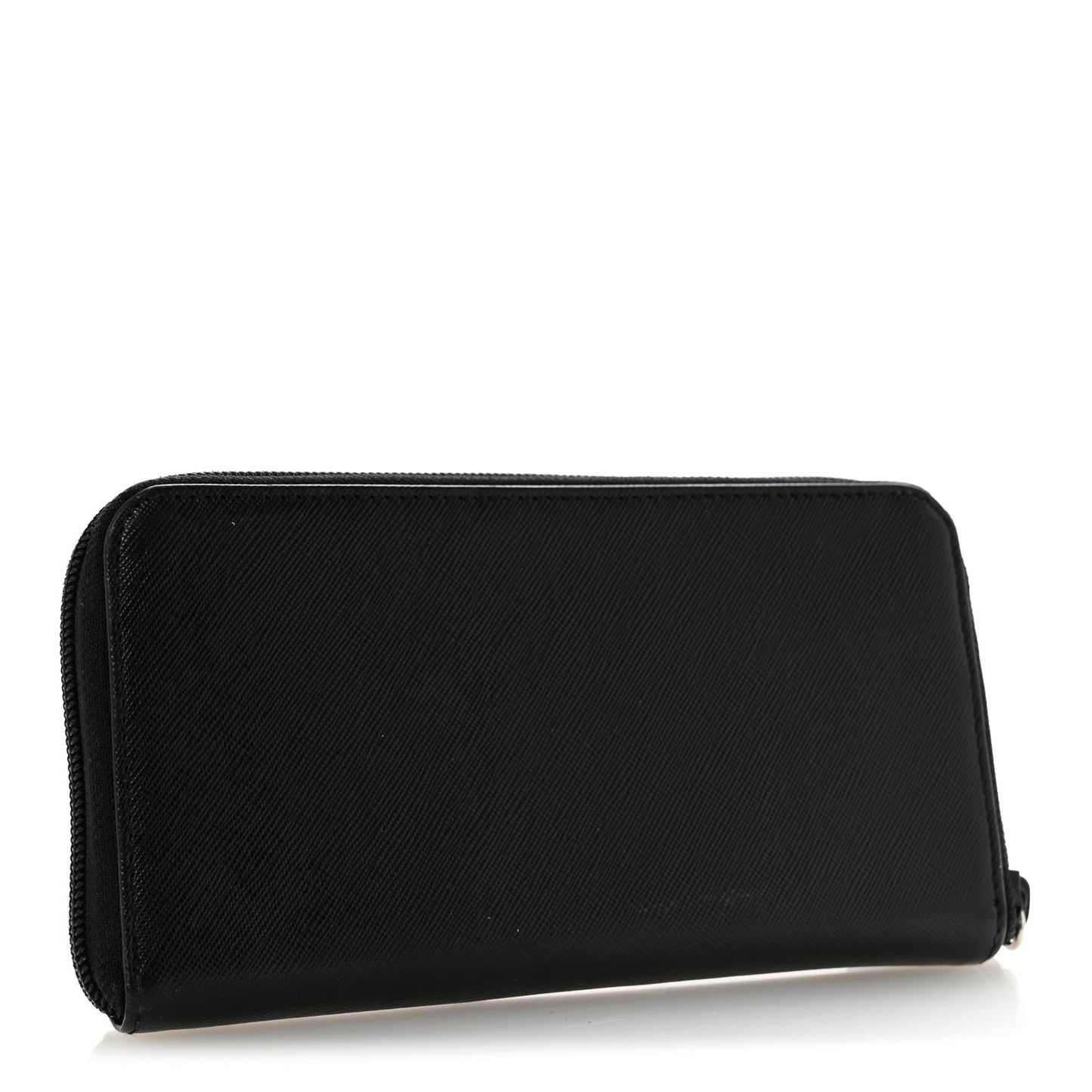 Saffiano Triangle Zip Around Wallet Black