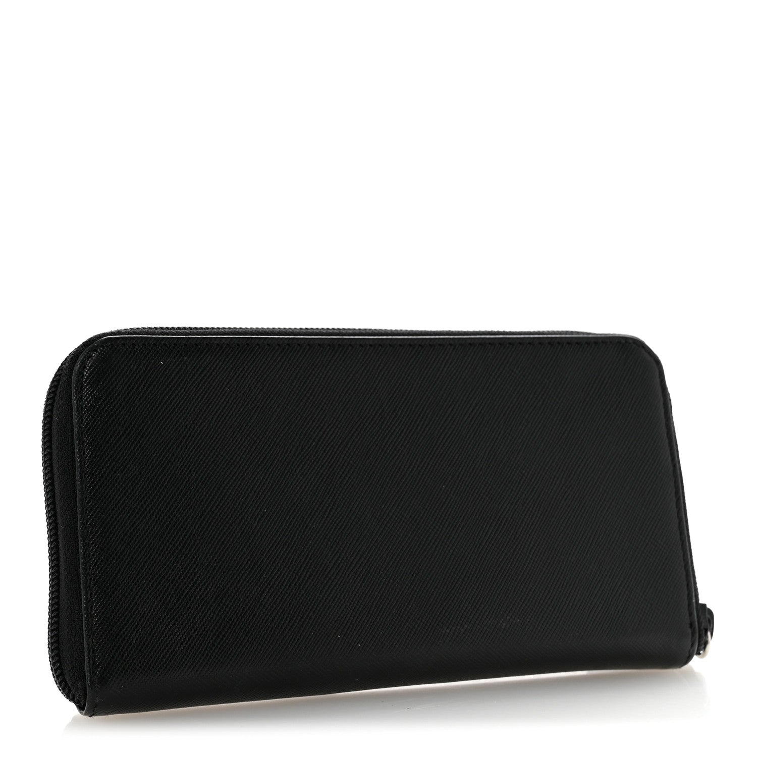 Prada Saffiano Triangle Zip Around Wallet Black 3 of 11