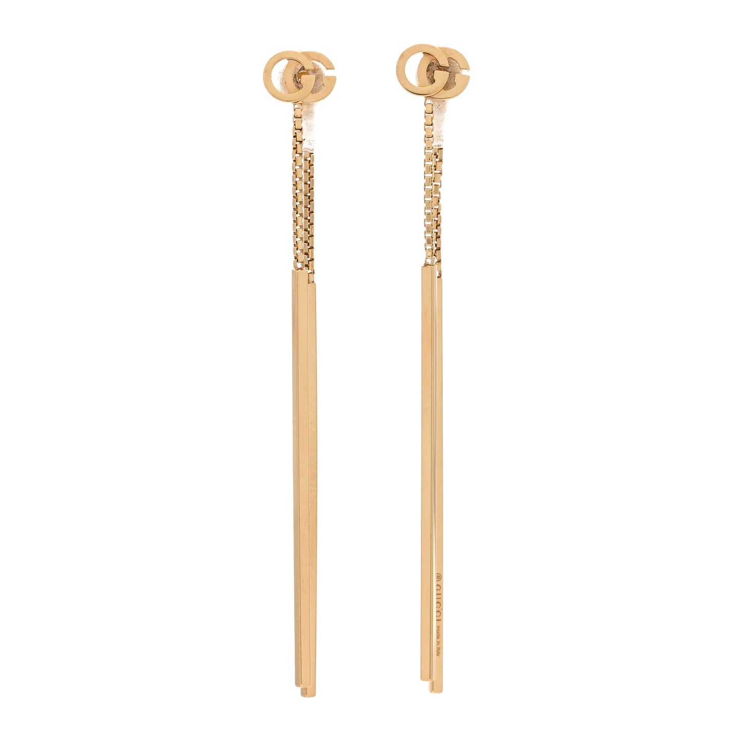 18K Yellow Gold Running G Drop Chain Earrings