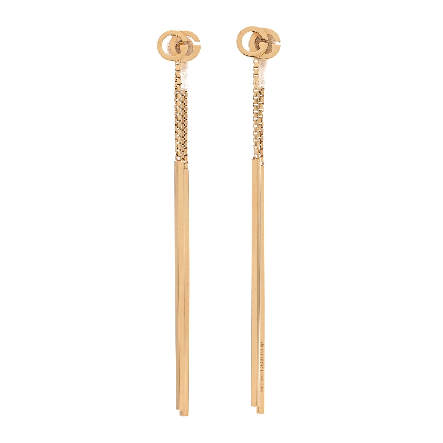 Gucci 18K Yellow Gold Running G Drop Chain Earrings 1 of 5