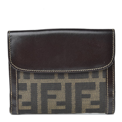Fendi Zucca Calfskin Compact Wallet Tobacco 1 of 6