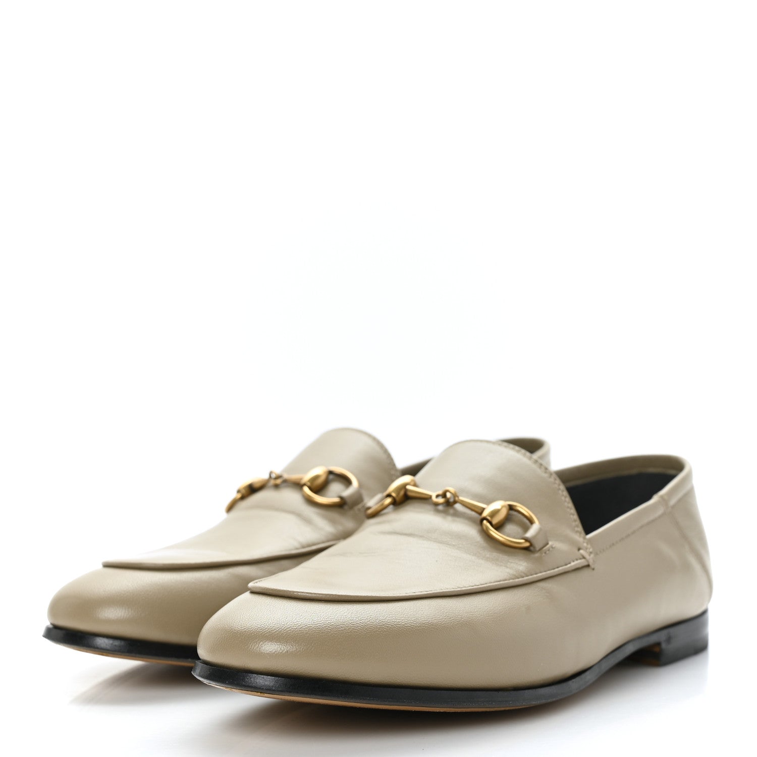 Gucci Lambskin Womens Brixton Horsebit Loafers 35.5 Mud 2 of 9