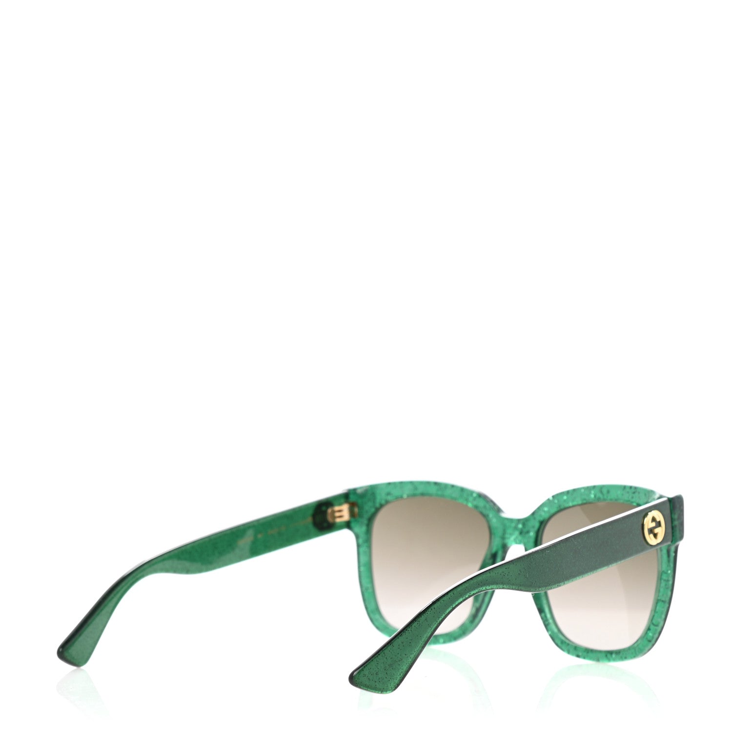 Gucci Acetate Glitter Square Frame Sunglasses GG0347S Green 4 of 9