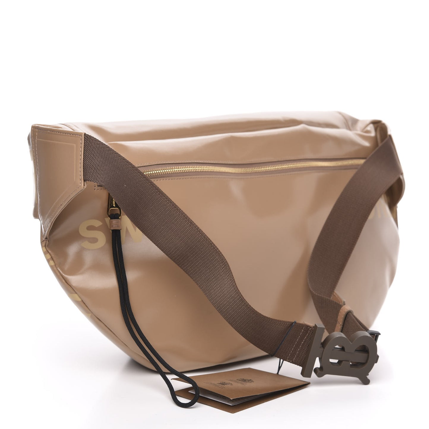 Coated Canvas Horseferry Print Extra Large Bum Bag Beige