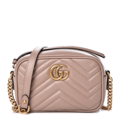 Gucci Calfskin Matelasse Mini GG Marmont Chain Shoulder Bag Nude 1 of 10