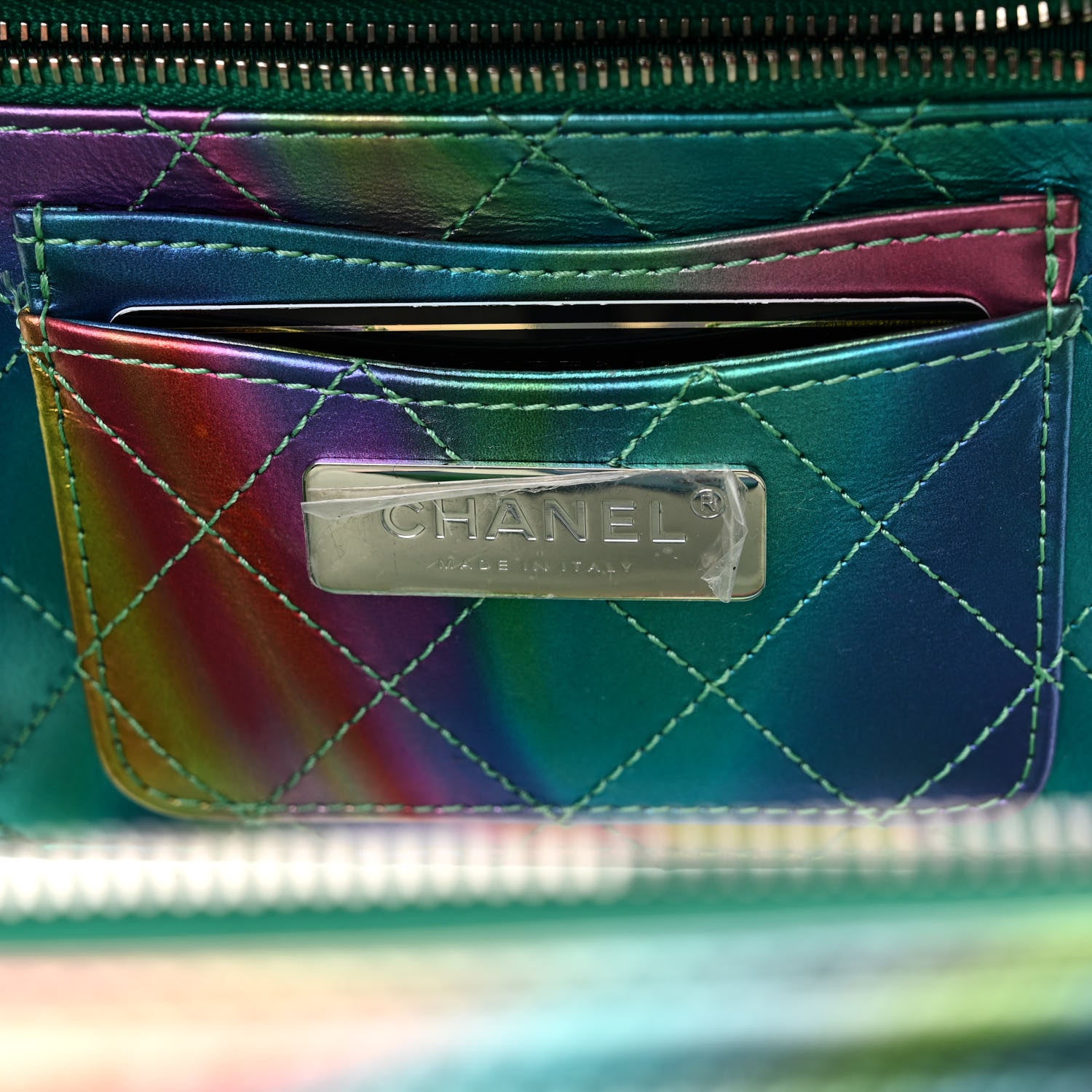 Chanel PVC Patent Calfskin Patent Lambskin Small CC Vanity Case Green 6 of 10