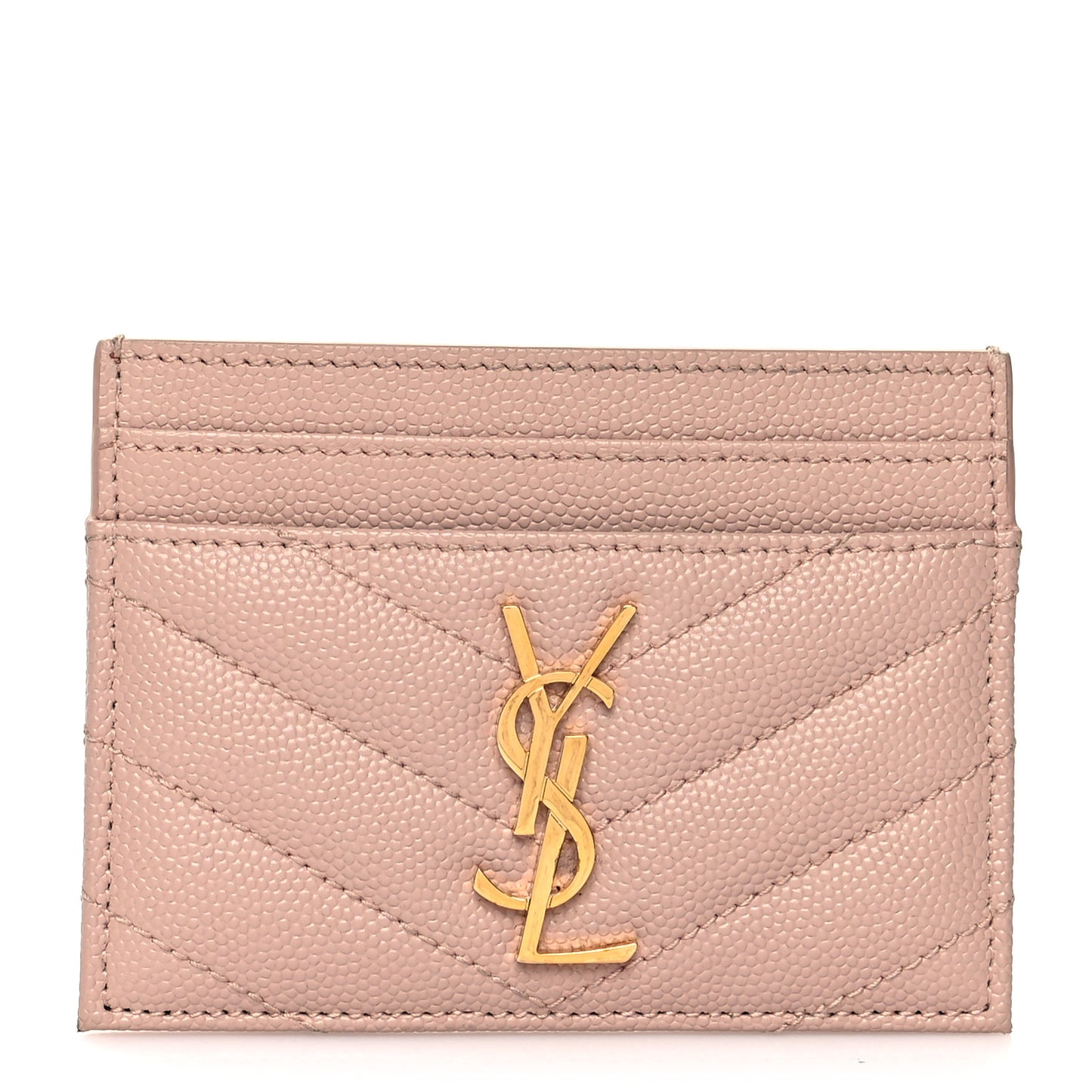 Grain De Poudre Matelasse Chevron Monogram Credit Card Case Pale Pink