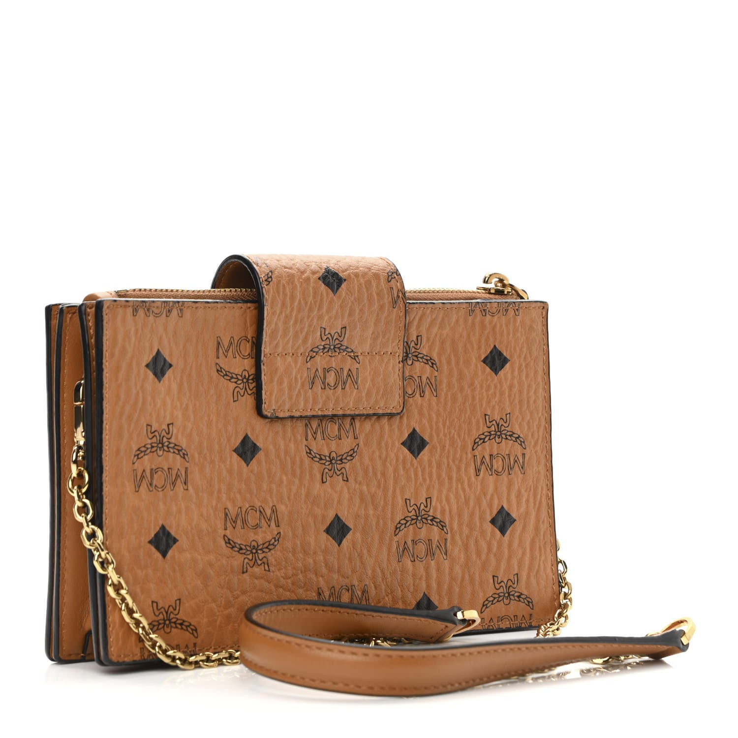 MCM Visetos Small Crossbody Bag Cognac 3 of 10