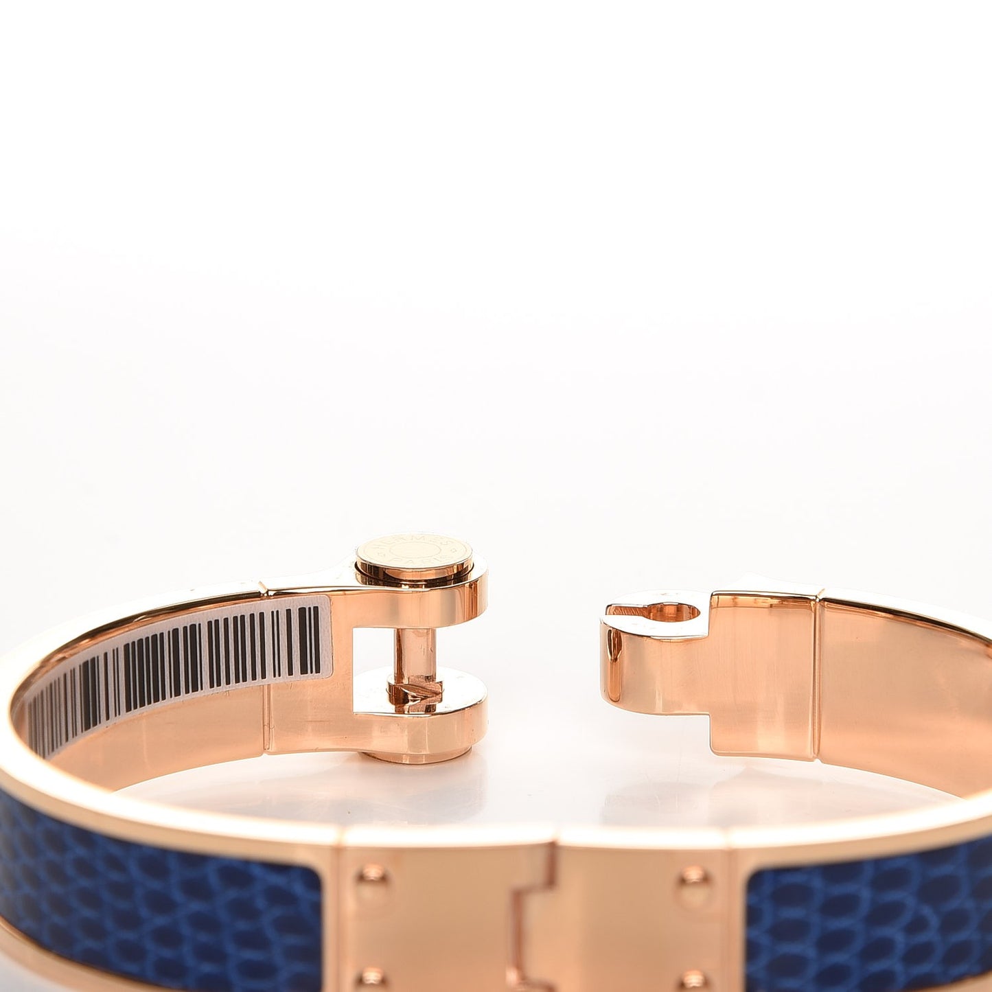 Lizard Charniere Cuir Narrow Hinged Bracelet S Bleu Saphire