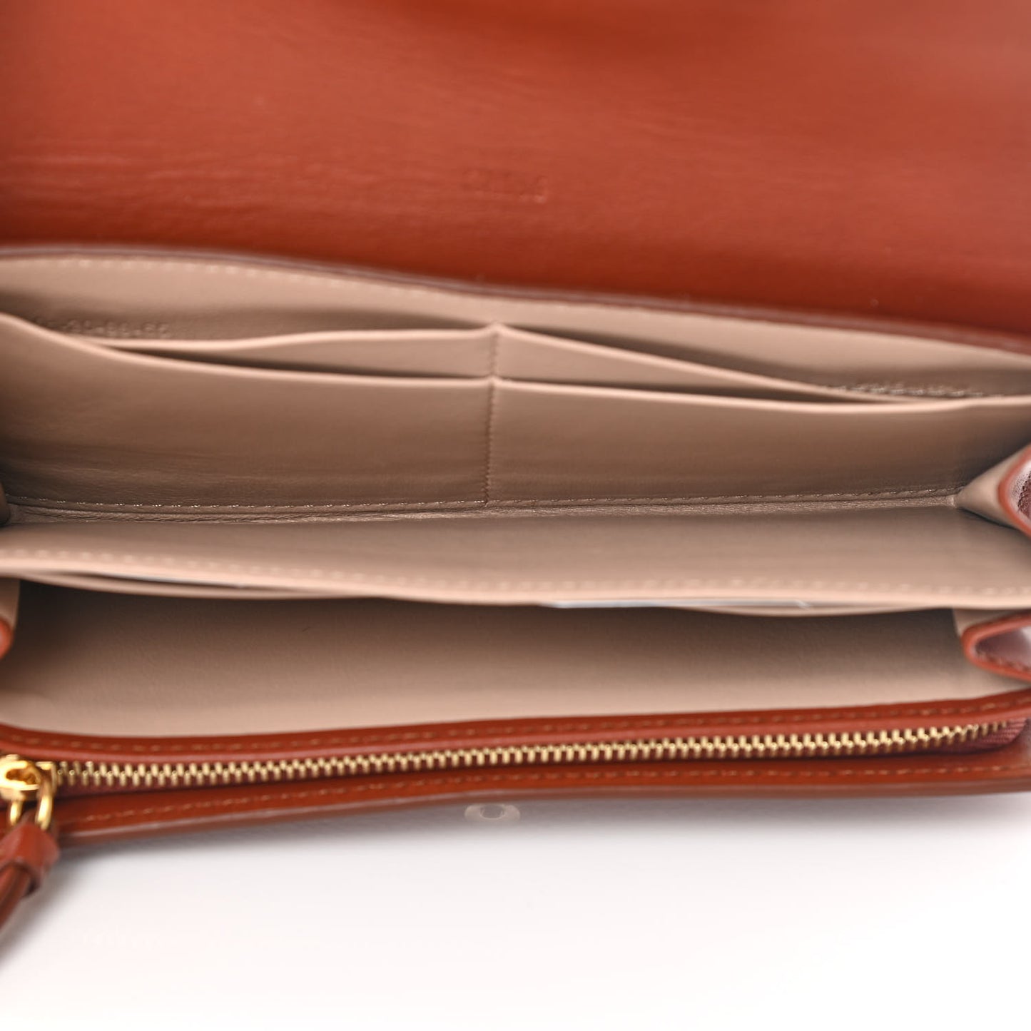 Grained Calfskin Aby Long Wallet Sepia Brown