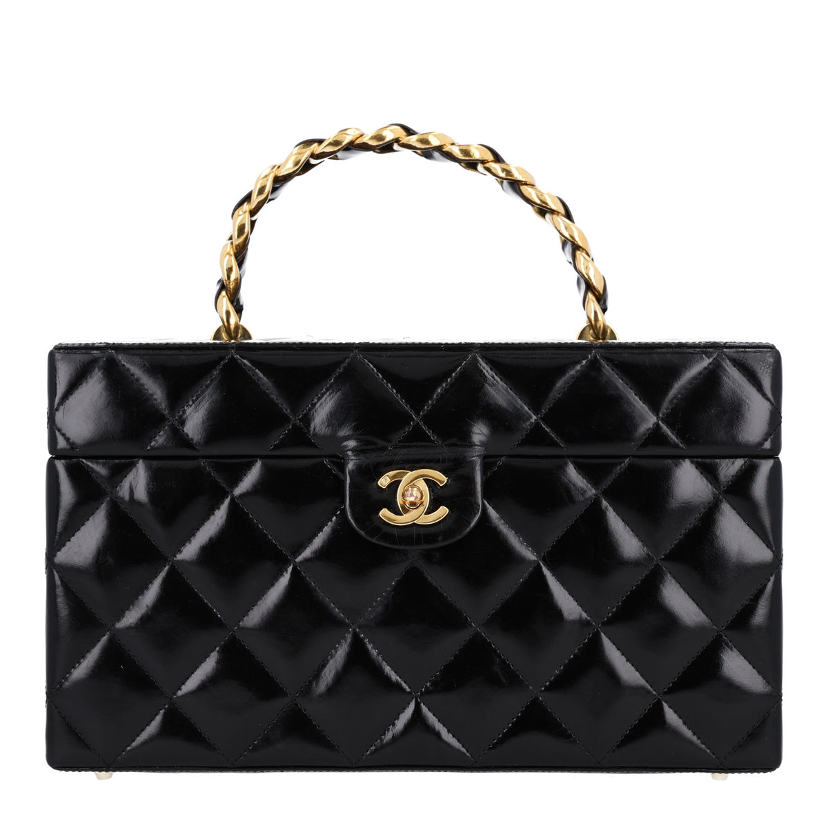 Chanel Patent Quilted Vanity Train Case Black 1 of 10