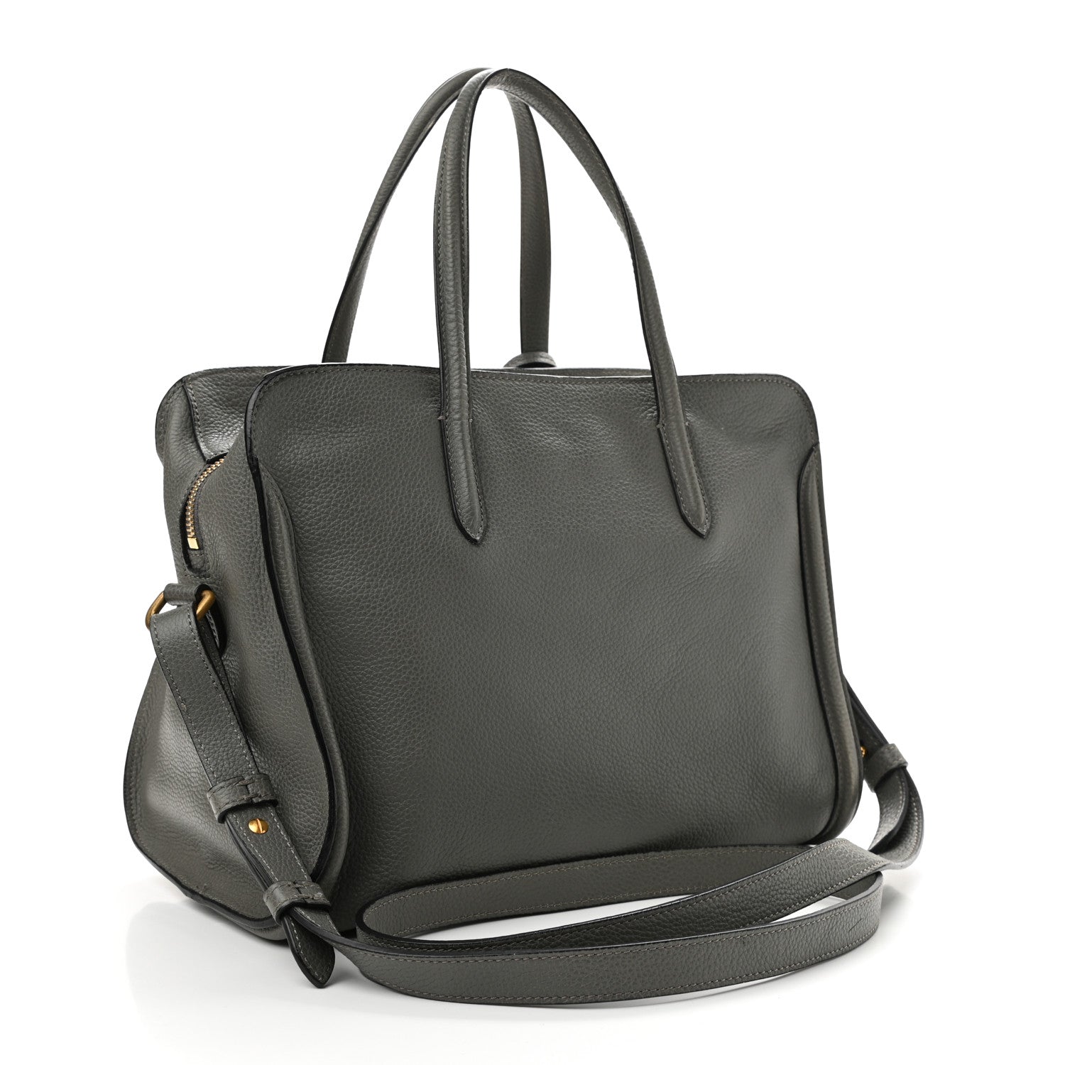 Alexander McQueen Pebbled Calfskin Small Skull Padlock Zip Around Tote Grey 2 of 14