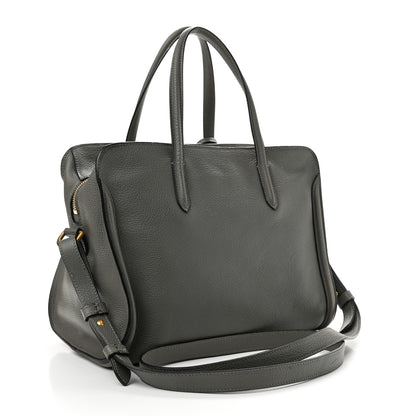 Alexander McQueen Pebbled Calfskin Small Skull Padlock Zip Around Tote Grey 2 of 14
