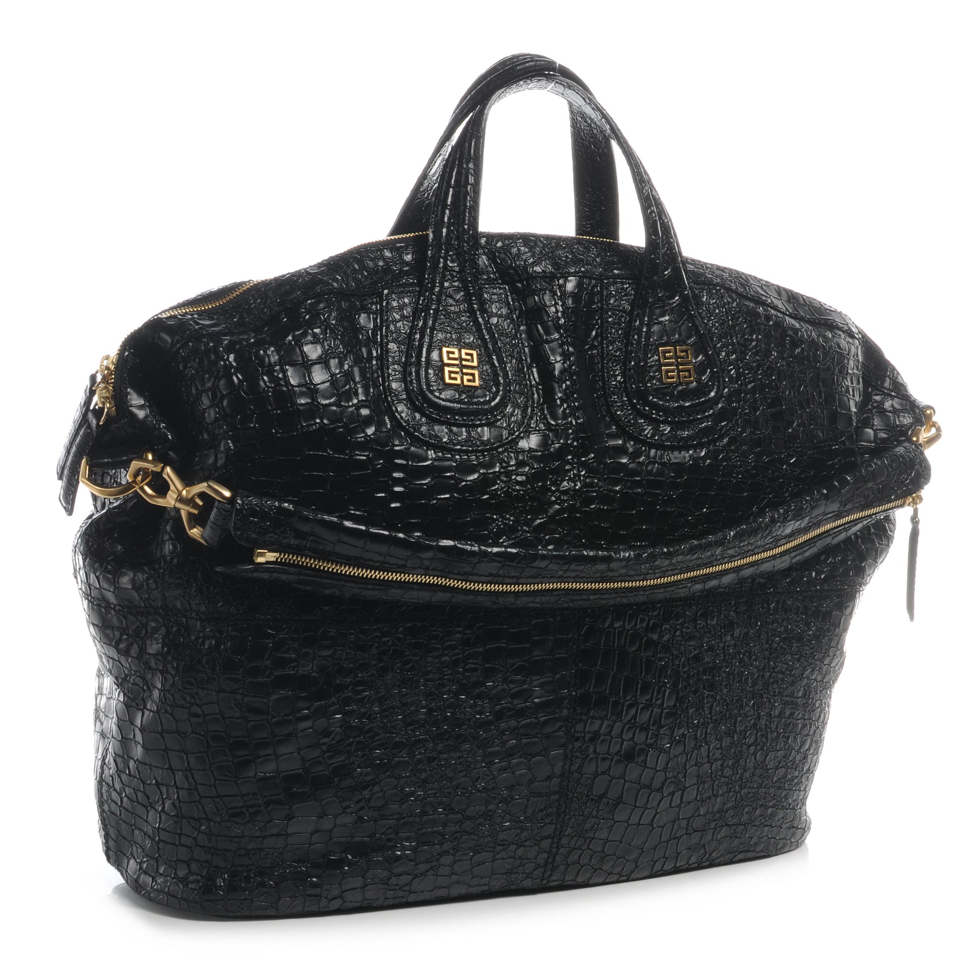 Givenchy Calfskin Crocodile Embossed Large Nightingale Black 3 of 8