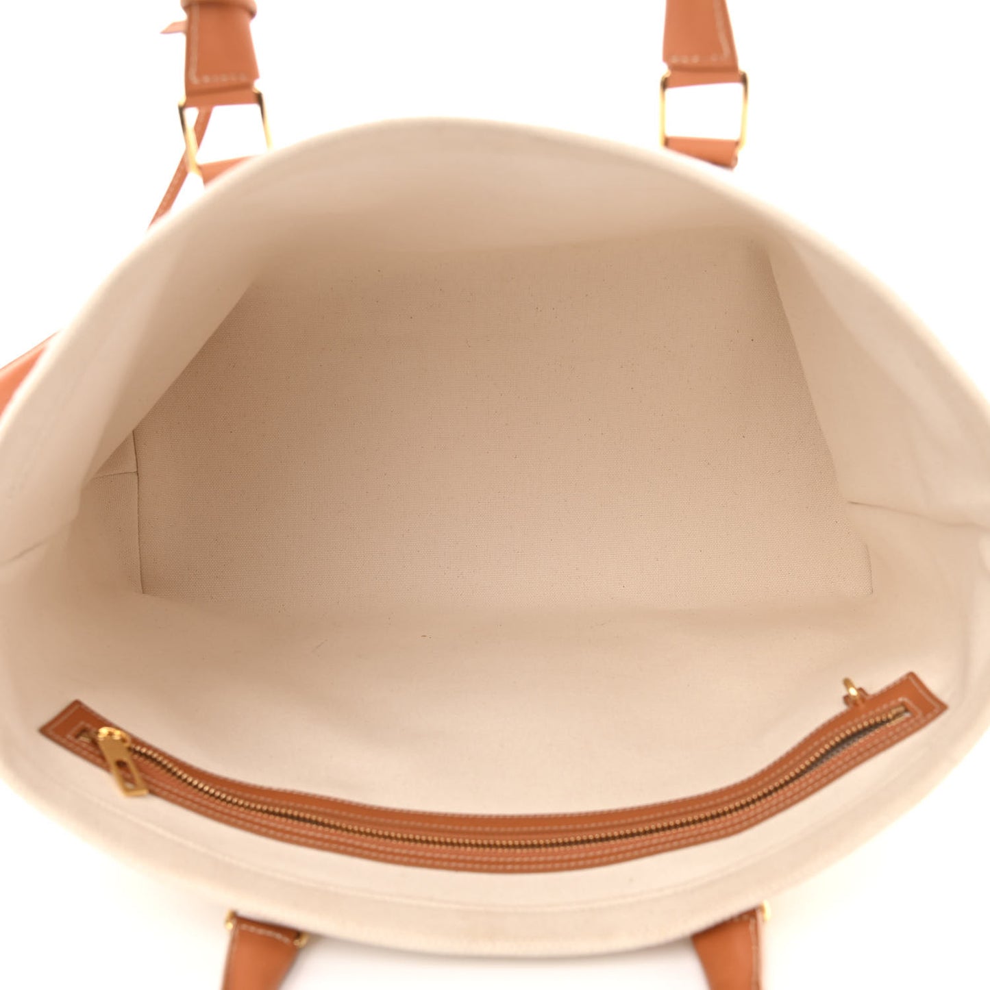 Canvas Calfskin Horizontal Cabas Natural Tan
