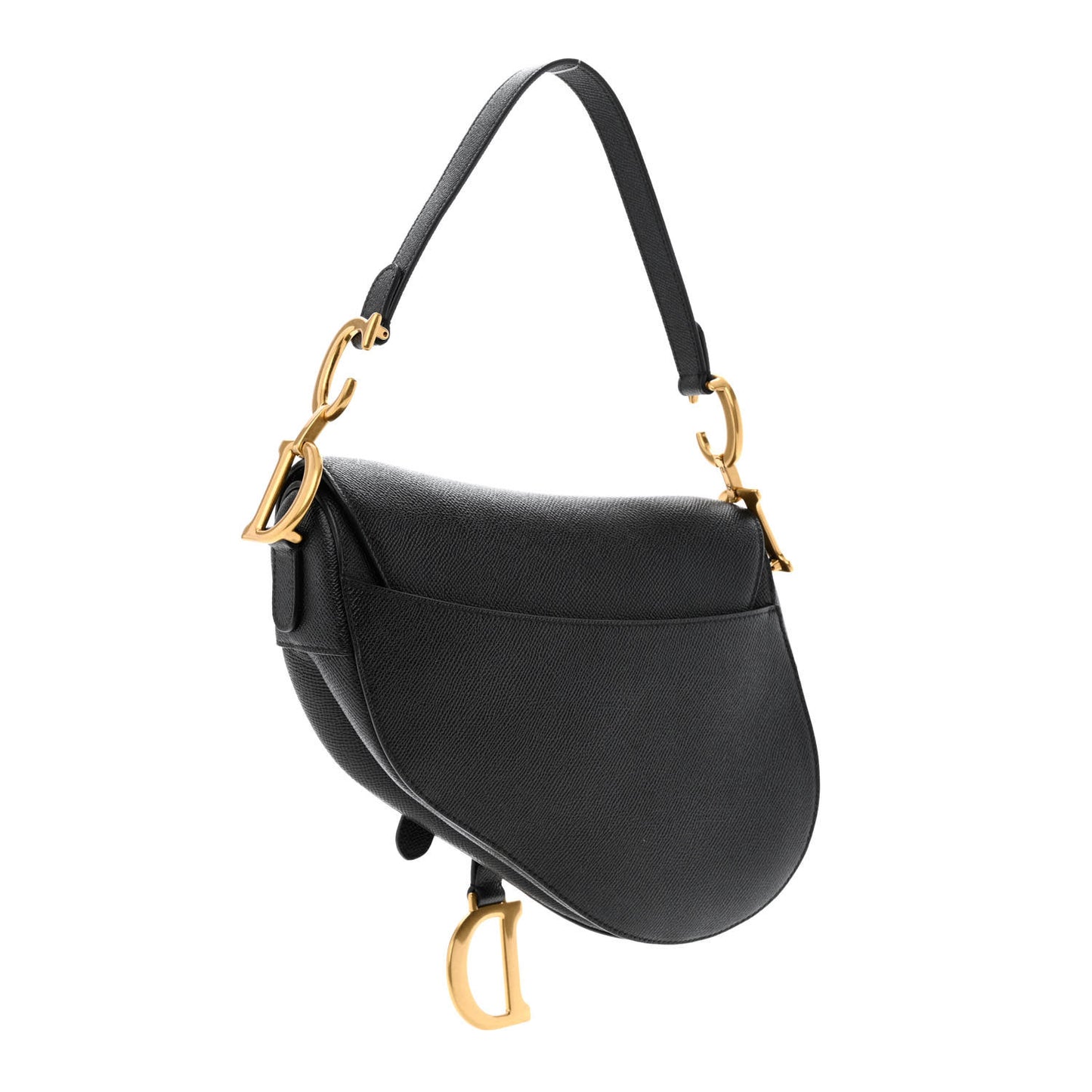 Grained Calfskin Saddle Bag Black