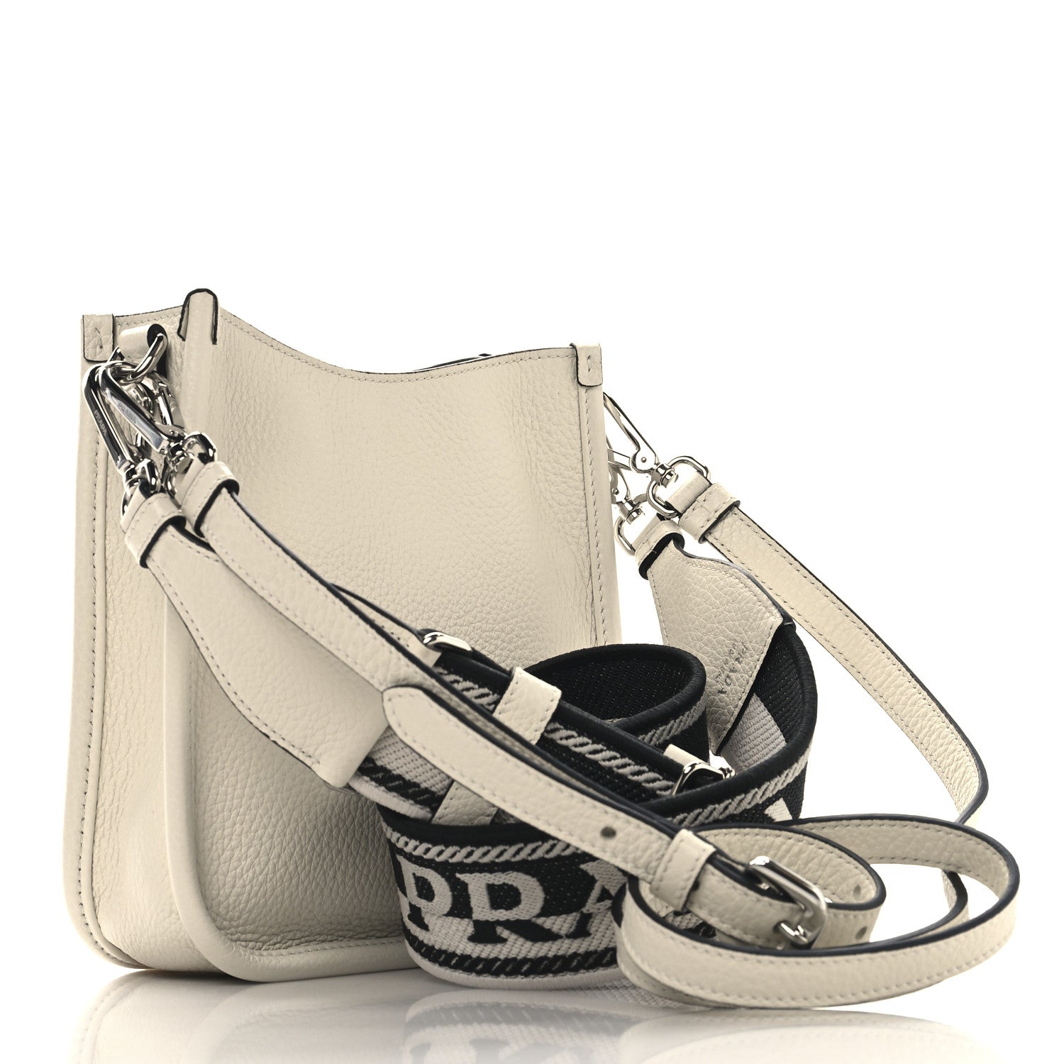 Prada Vitello Daino Soft Mini Hobo Messenger Bag White 2 of 8