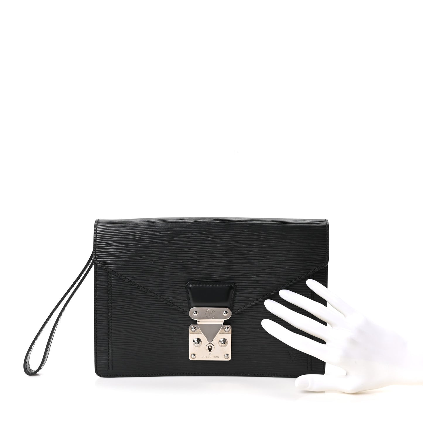 Epi Pochette Sellier Dragonne Clutch Black