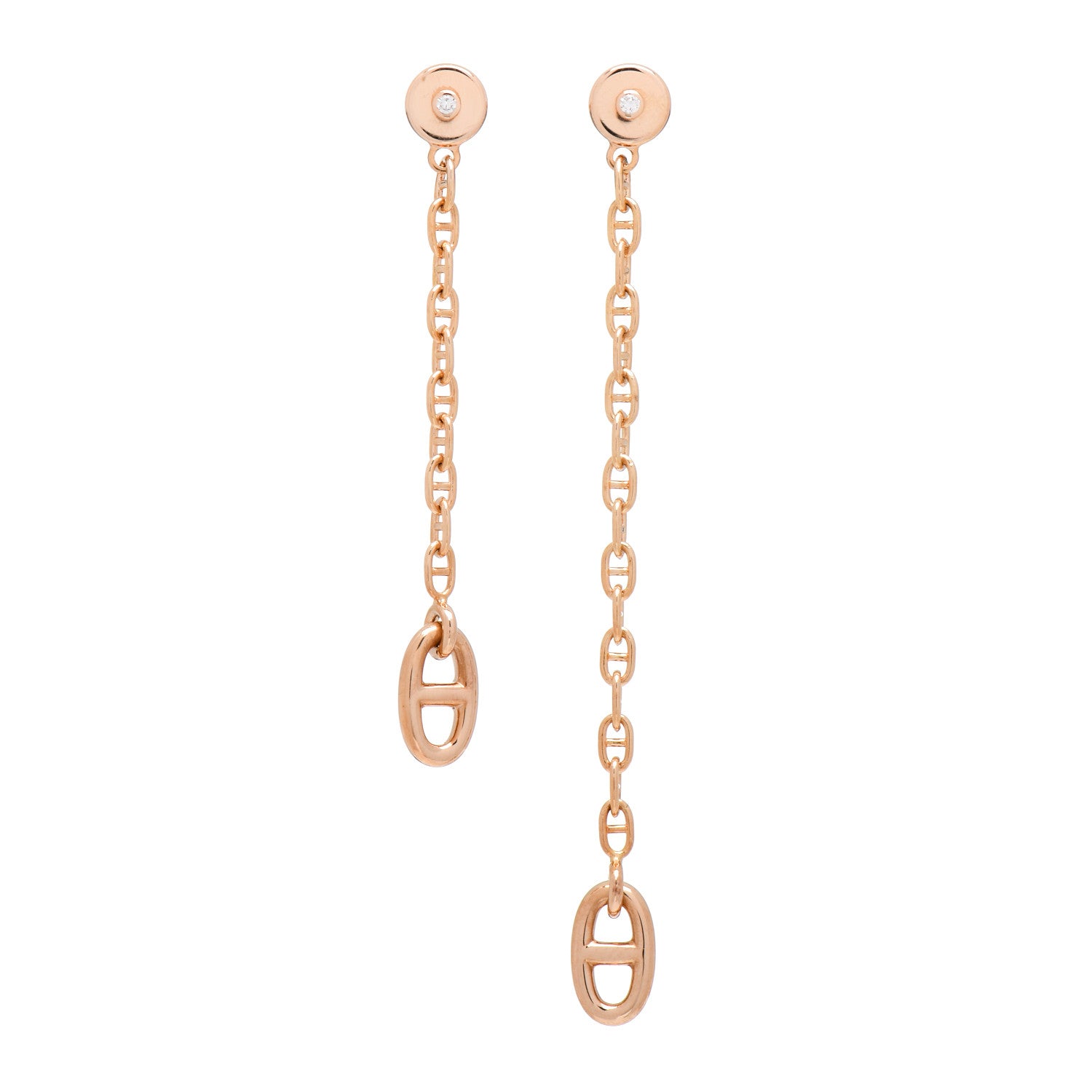 Hermes 18K Rose Gold Diamond TPM Farandole Drop Earrings 1 of 5