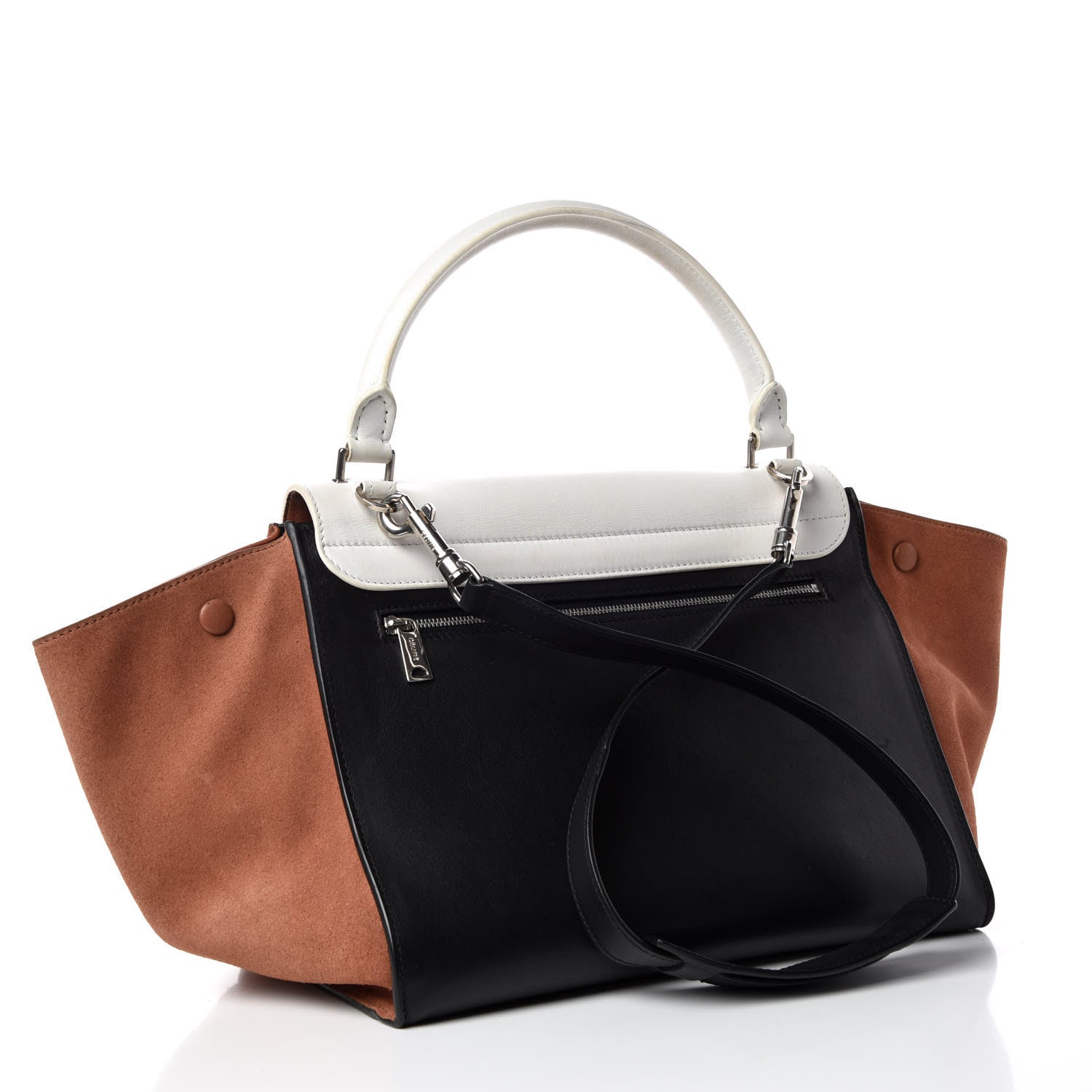 Celine Smooth Calfskin Suede Medium Tri-Color Trapeze White 4 of 15