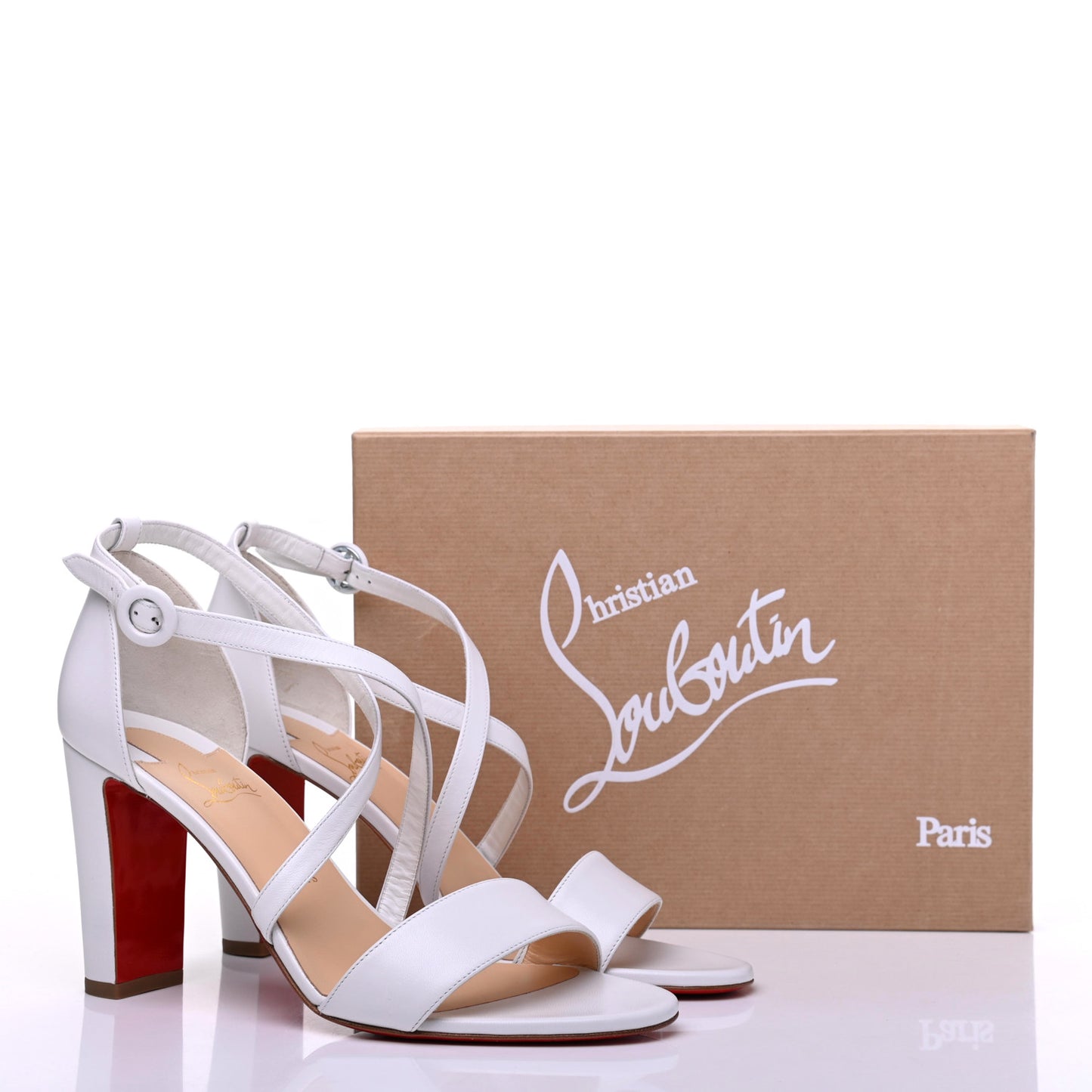 Nappa Loubi Bee Alta 85 Sandals 41 White