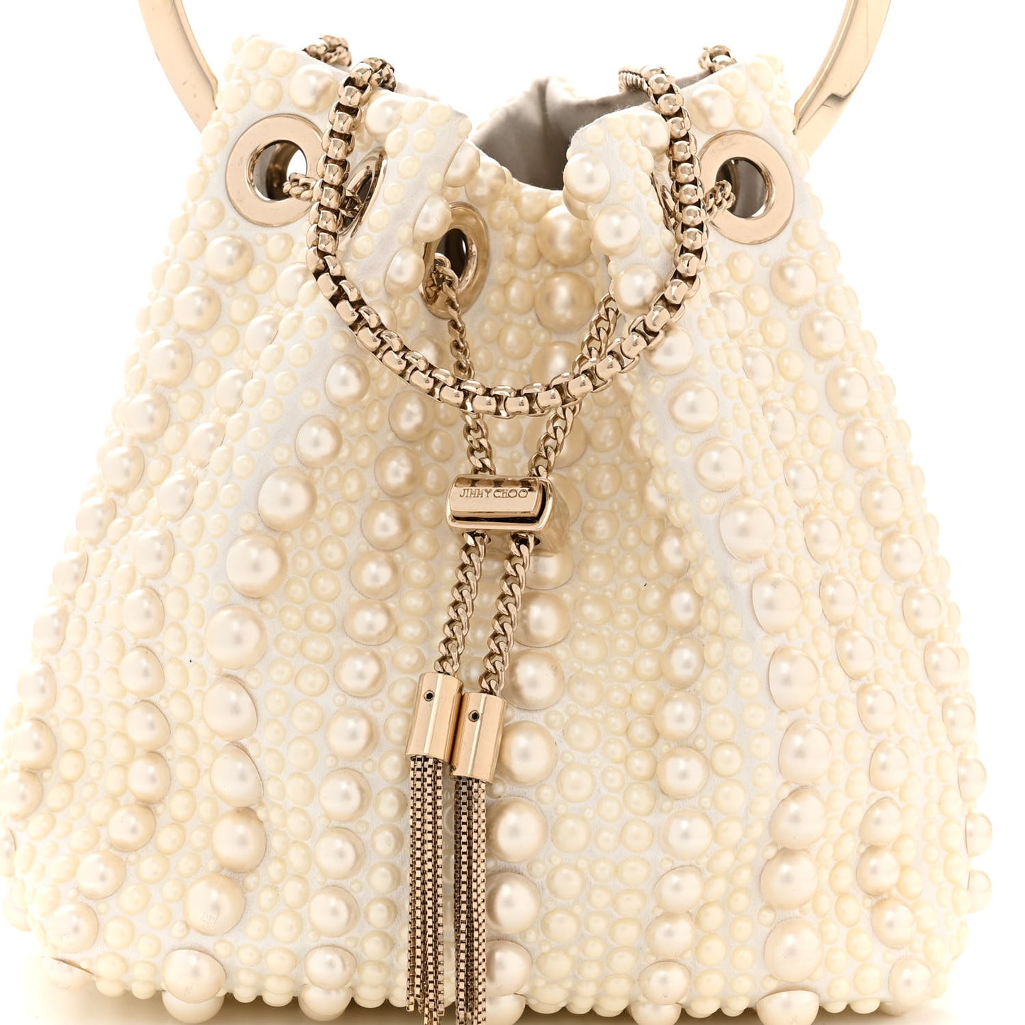 Satin Pearl Embellished Mini Bon Bon Bag White