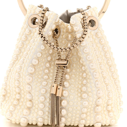 Jimmy Choo Satin Pearl Embellished Mini Bon Bon Bag White 9 of 11