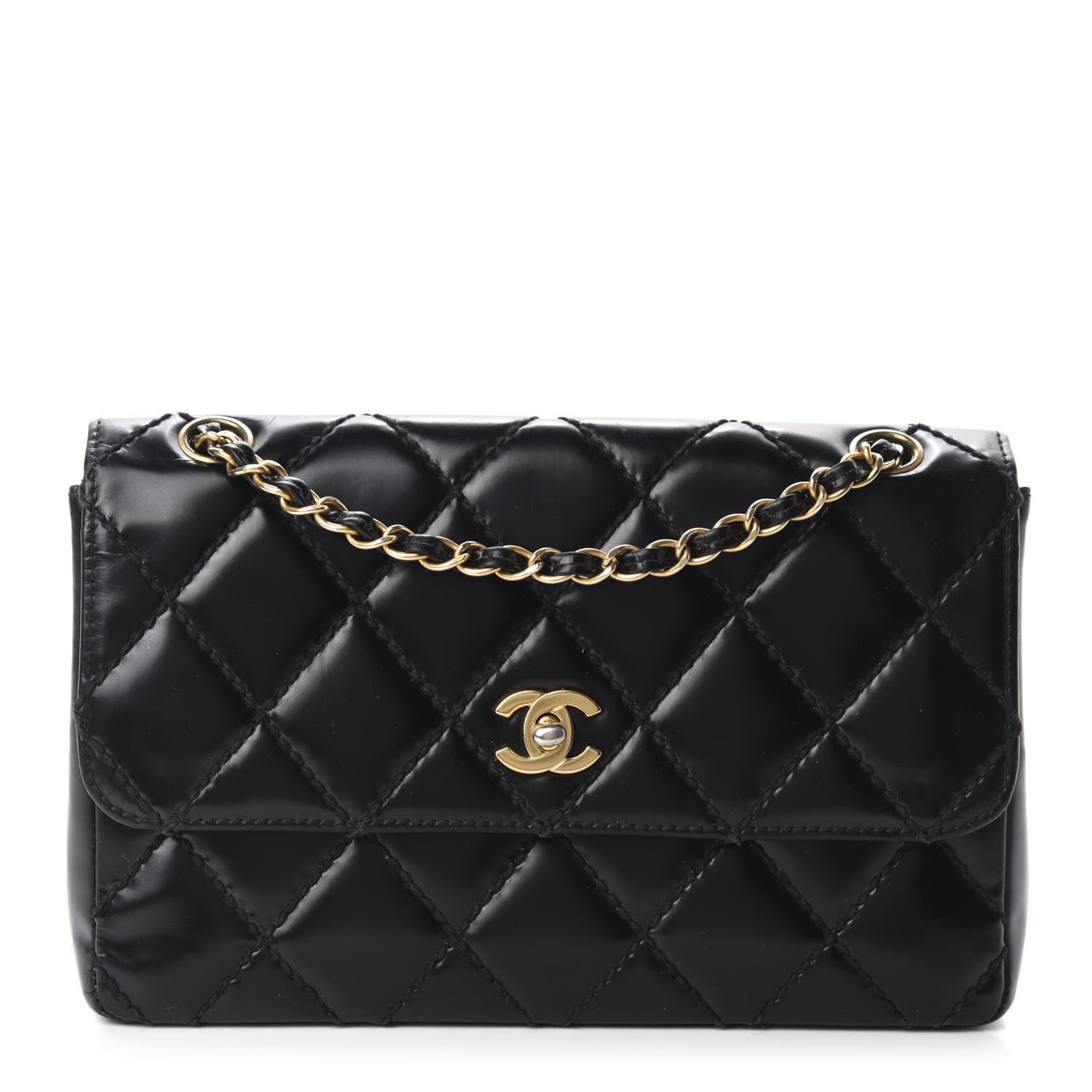 Chanel Glazed Calfskin Quilted Medium Single Flap Black 1 of 15