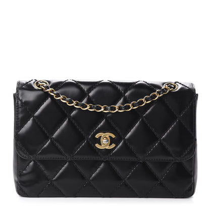 Chanel Glazed Calfskin Quilted Medium Single Flap Black 1 of 15