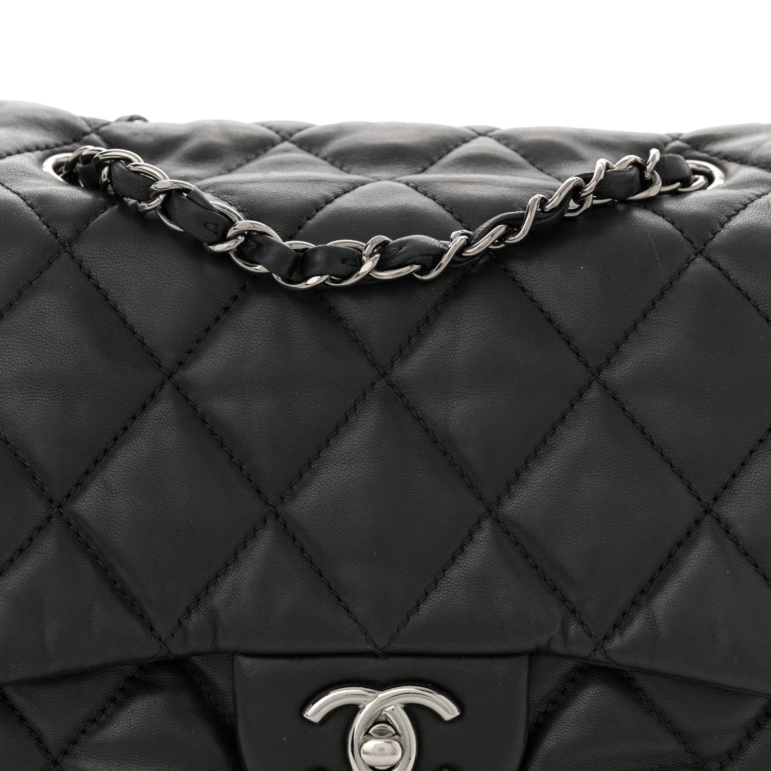 Chanel Lambskin Quilted Large Chanel 3 Flap Black 8 of 11