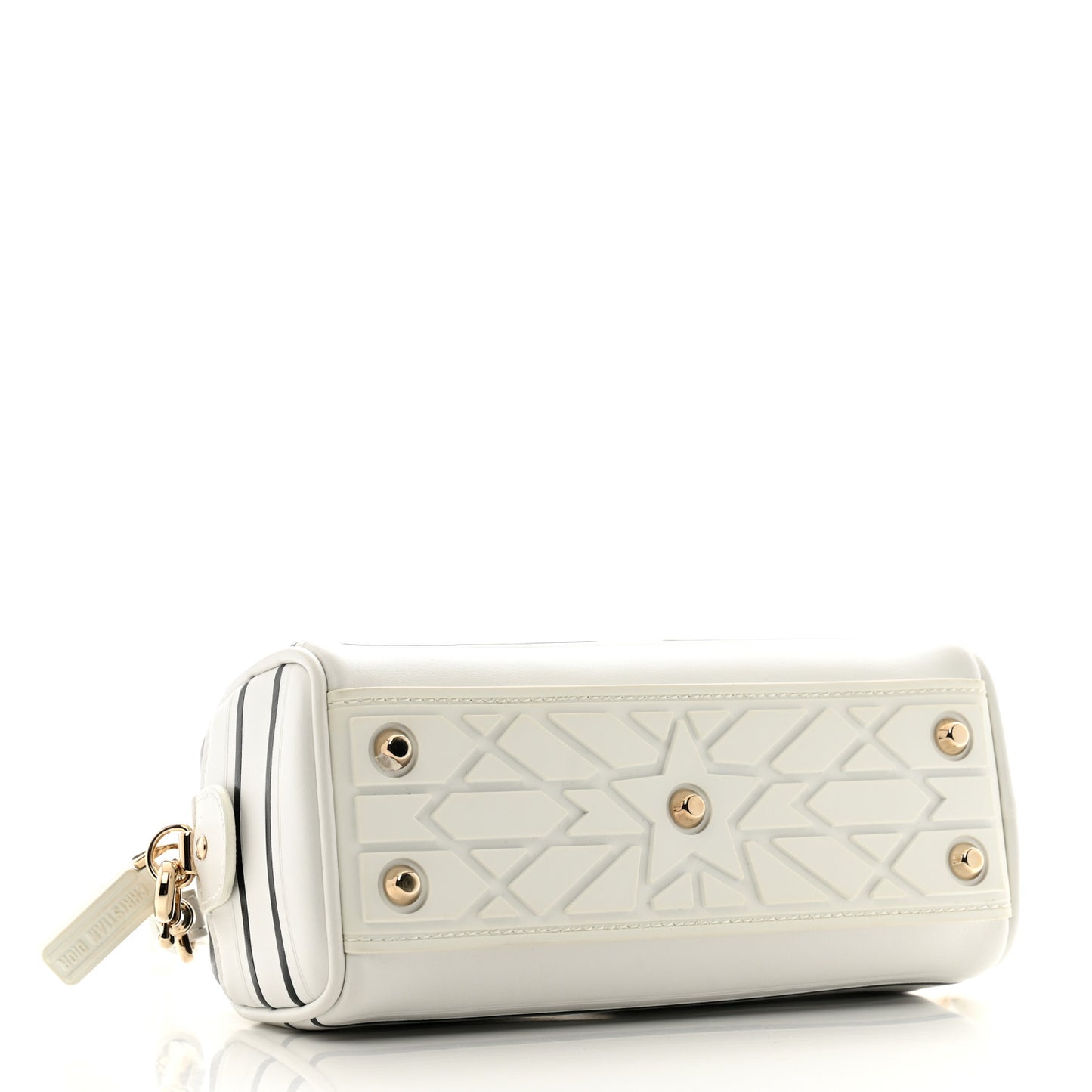 Calfskin Animal Print Micro Dior Vibe Zip Bowling Bag White Multicolor