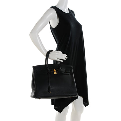 Hermes Taurillon Clemence Birkin 35 Black 2 of 23