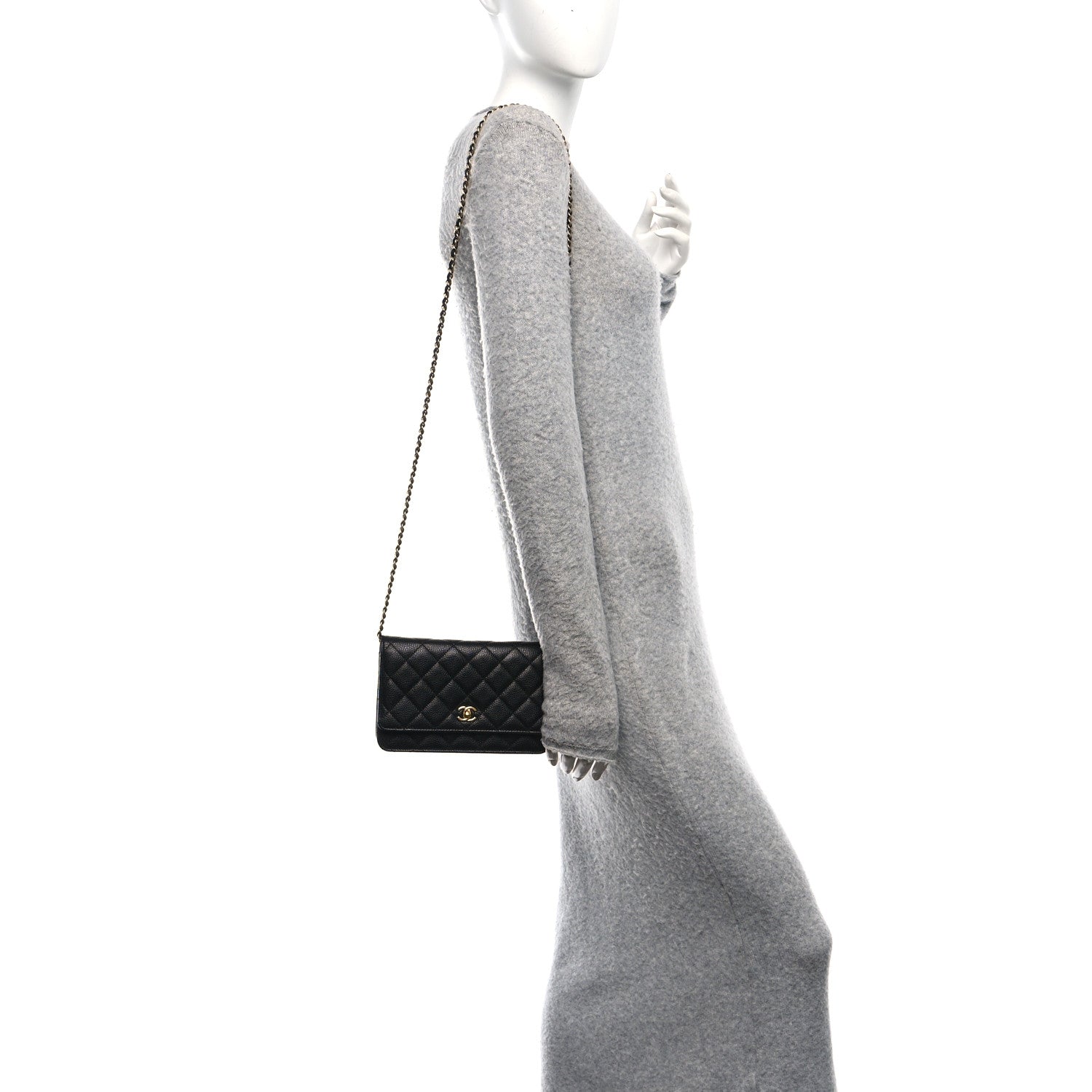 Chanel Caviar Quilted CC Turnlock Wallet On Chain WOC Black 2 of 12
