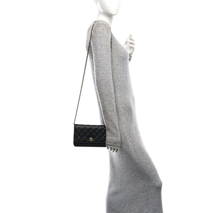 Chanel Caviar Quilted CC Turnlock Wallet On Chain WOC Black 2 of 12