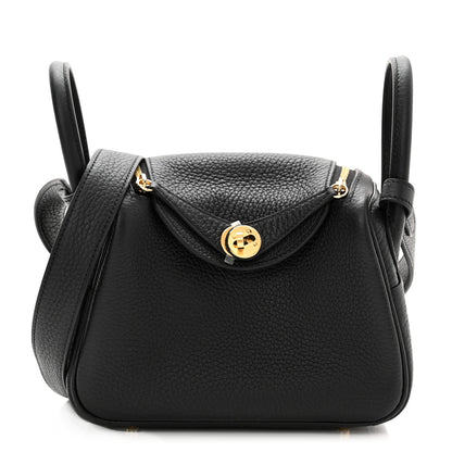 Hermes Taurillon Clemence Mini Lindy 20 Black 1 of 10