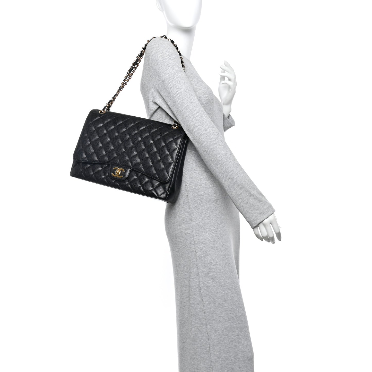 Caviar Quilted Maxi Double Flap Black