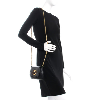 Gucci Pebbled Calfskin Small 1973 Chain Shoulder Bag Black 2 of 11