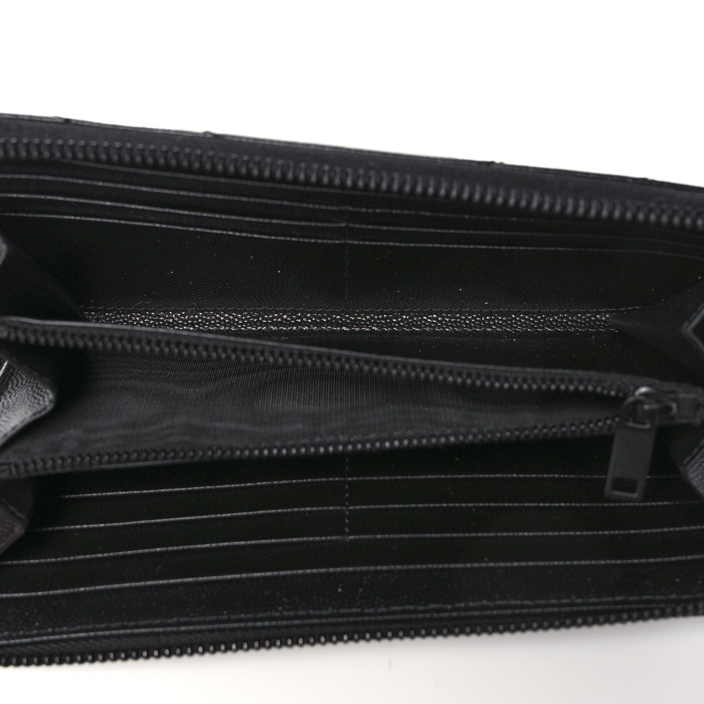 Grain De Poudre Matelasse Chevron Monogram Monochrome Zip Around Wallet Black