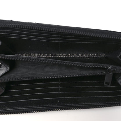 Saint Laurent Grain De Poudre Matelasse Chevron Monogram Monochrome Zip Around Wallet Black 5 of 9