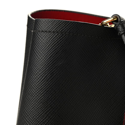 Prada Saffiano Cuir Large Double Bag Nero Black Ciliegia 17 of 18