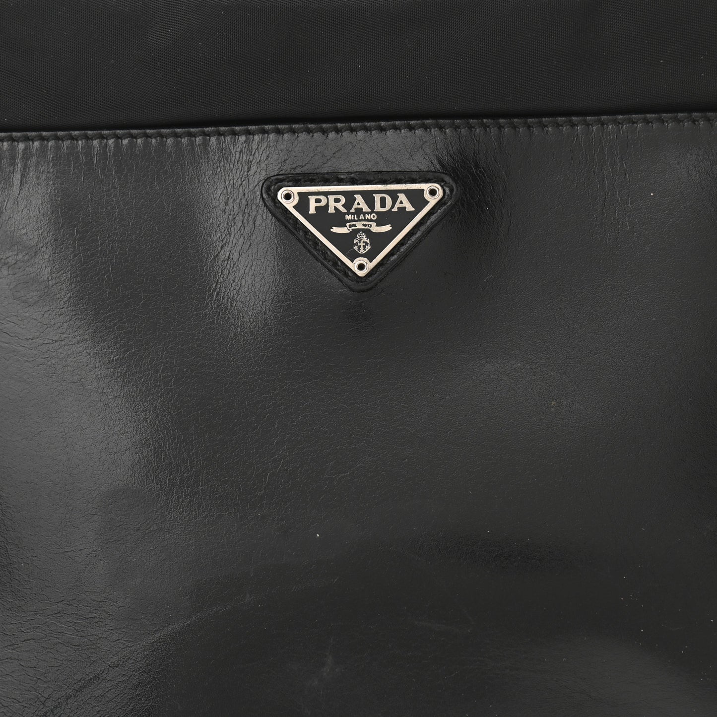 Calfskin Nylon Messenger Bag Black