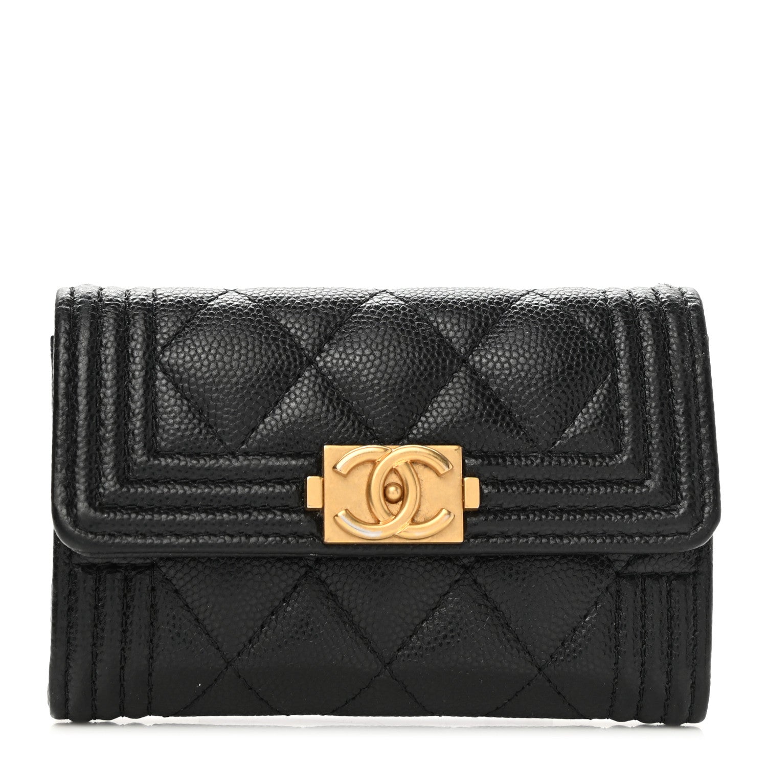 Chanel Caviar Quilted Boy Flap Card Holder Black 1 of 10