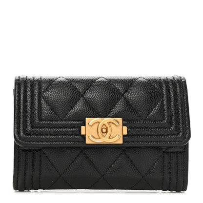 Chanel Caviar Quilted Boy Flap Card Holder Black 1 of 10