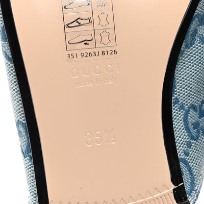 Gucci Canvas GG Monogram Nappa Womens Princetown Slippers 35.5 Porcelain Light Blue Dark Porcelain Light Blue 6 of 7