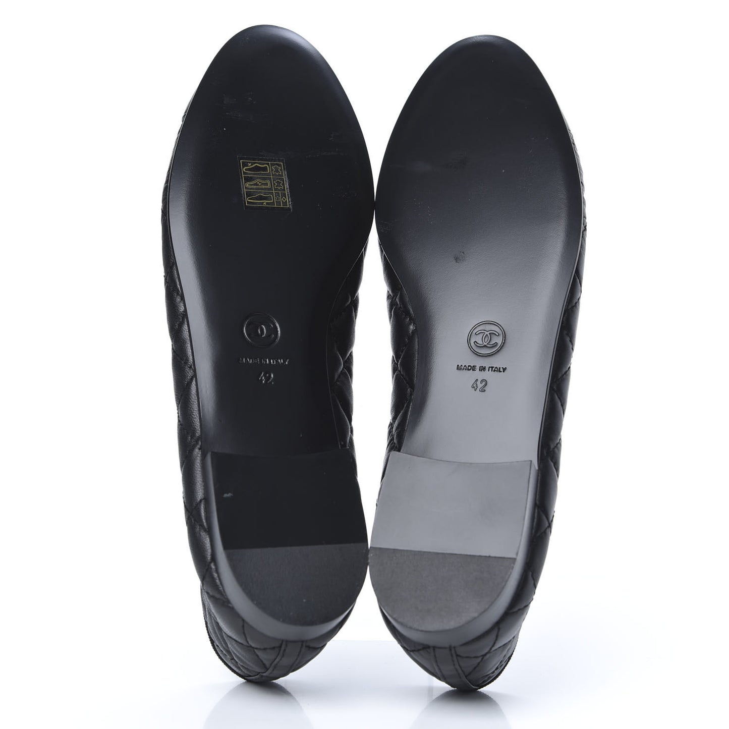 Aged Calfskin Quilted CC Cap Toe Ballerina Flats 42 Black